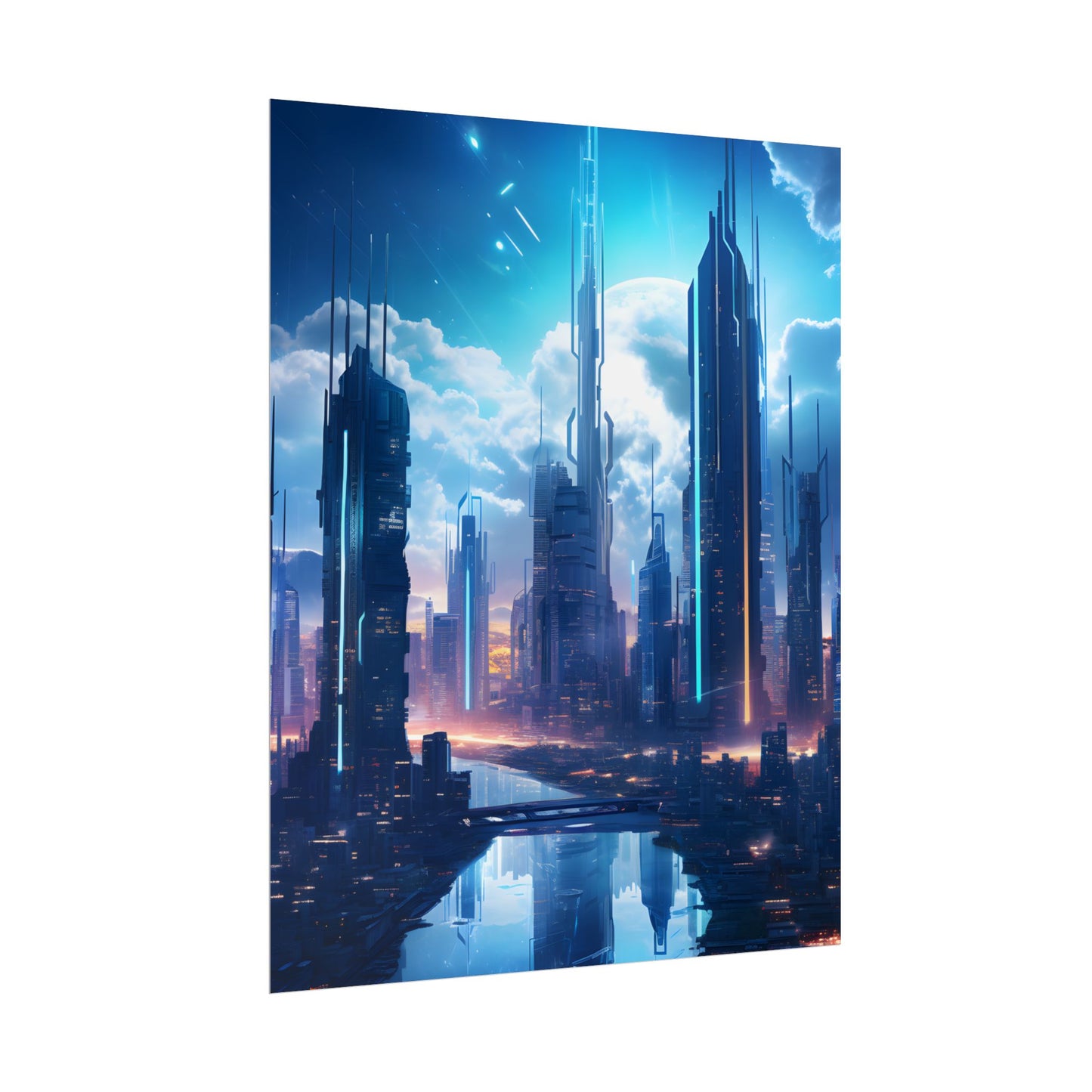 Dark Future Cityscape: Cyberpunk Dystopia Neon Artwork - Poster