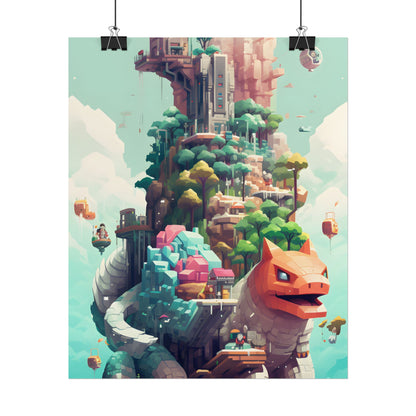 Pixelated Cyber-Pets: Digital Artwork of Illuminated Creatures - Poster