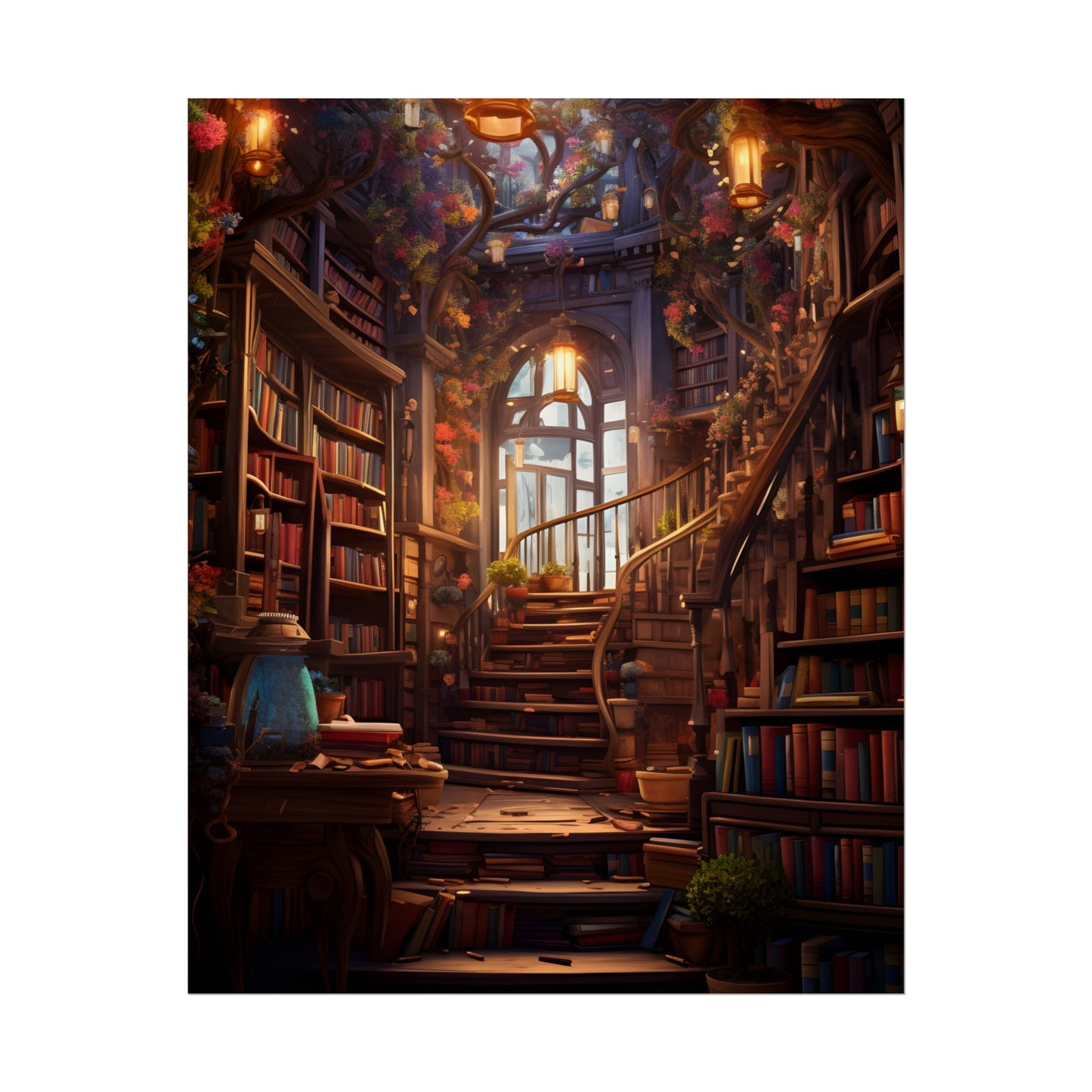 Whimsical Bookshop: Enchanting Magical Artwork - Poster
