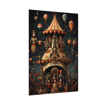 Whimsical Clockwork Circus: Fantastical Artwork in Vibrant Colors - Poster