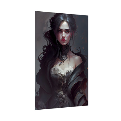 Black Haired Female Portrait: Elegant Outdoor Beauty - Poster