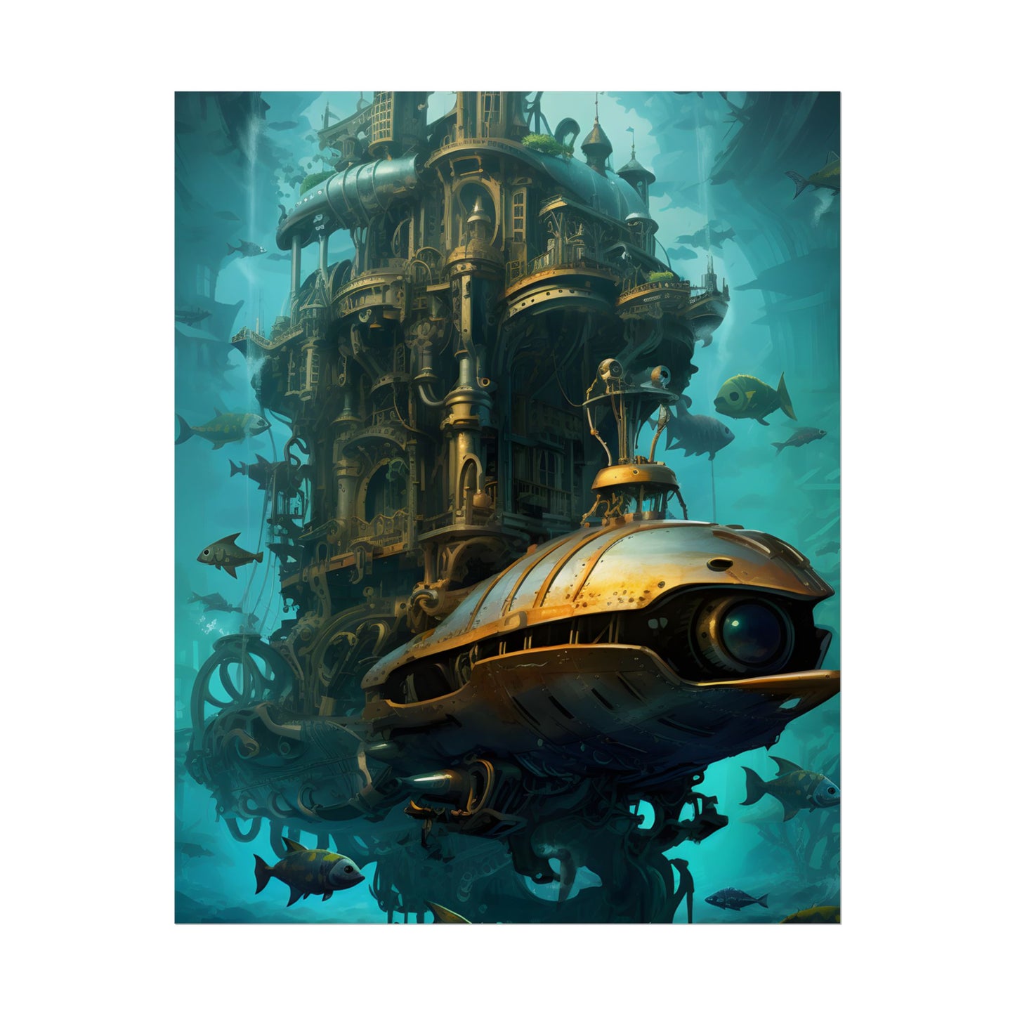 Steampunk Oceanic Adventure: Brass Skirted Explorer - Poster