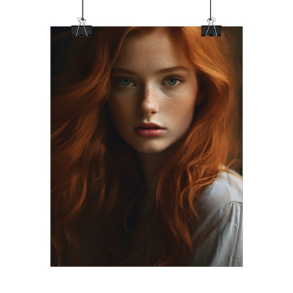 Red Hair Candid Portrait: Natural Light Photo Art - Poster