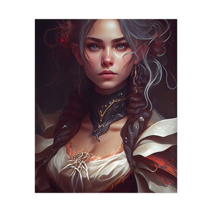 Glamorous Mid-20s Female Portrait: Black Hair Artwork - Poster