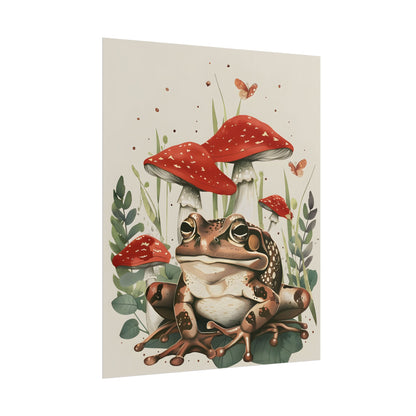 Retro Frog Smile: Colorful Mushroom Friends - Poster