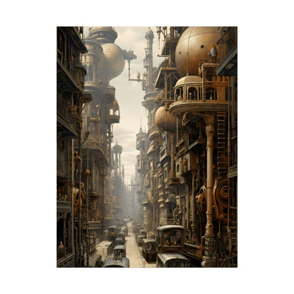 Steampunk Cityscape: A Glimpse into Jules Verne's Paris - Poster