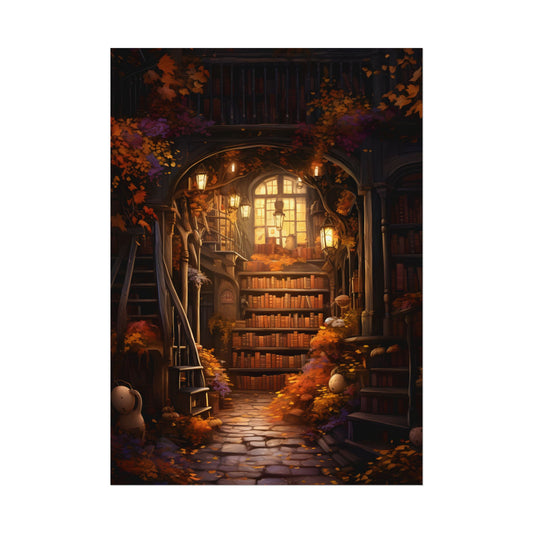 Whimsical Magical Bookshop: Enchanting Artwork in a Hidden Corner - Poster