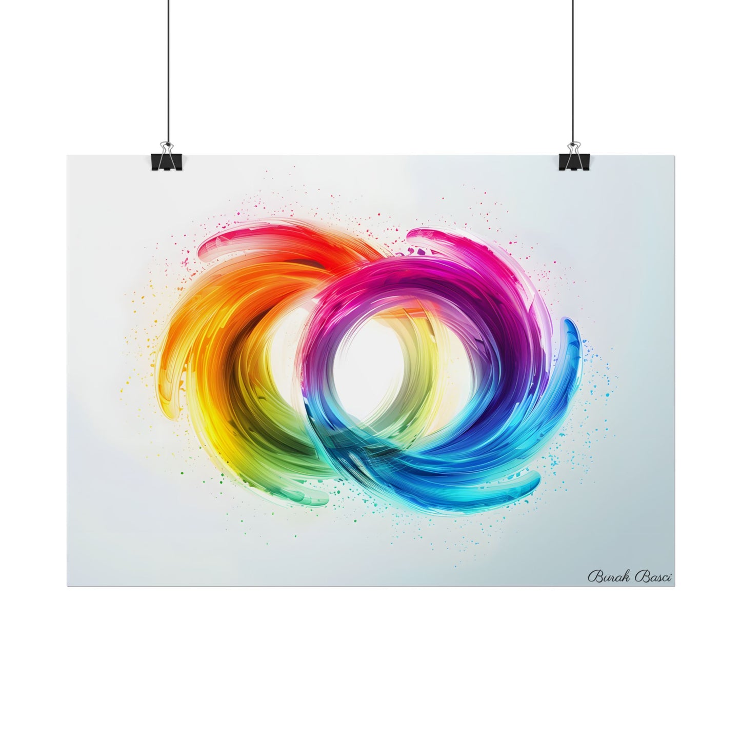 Swirling Colors: Gradient Artwork with Red, Blue, and Yellow Circles - Poster