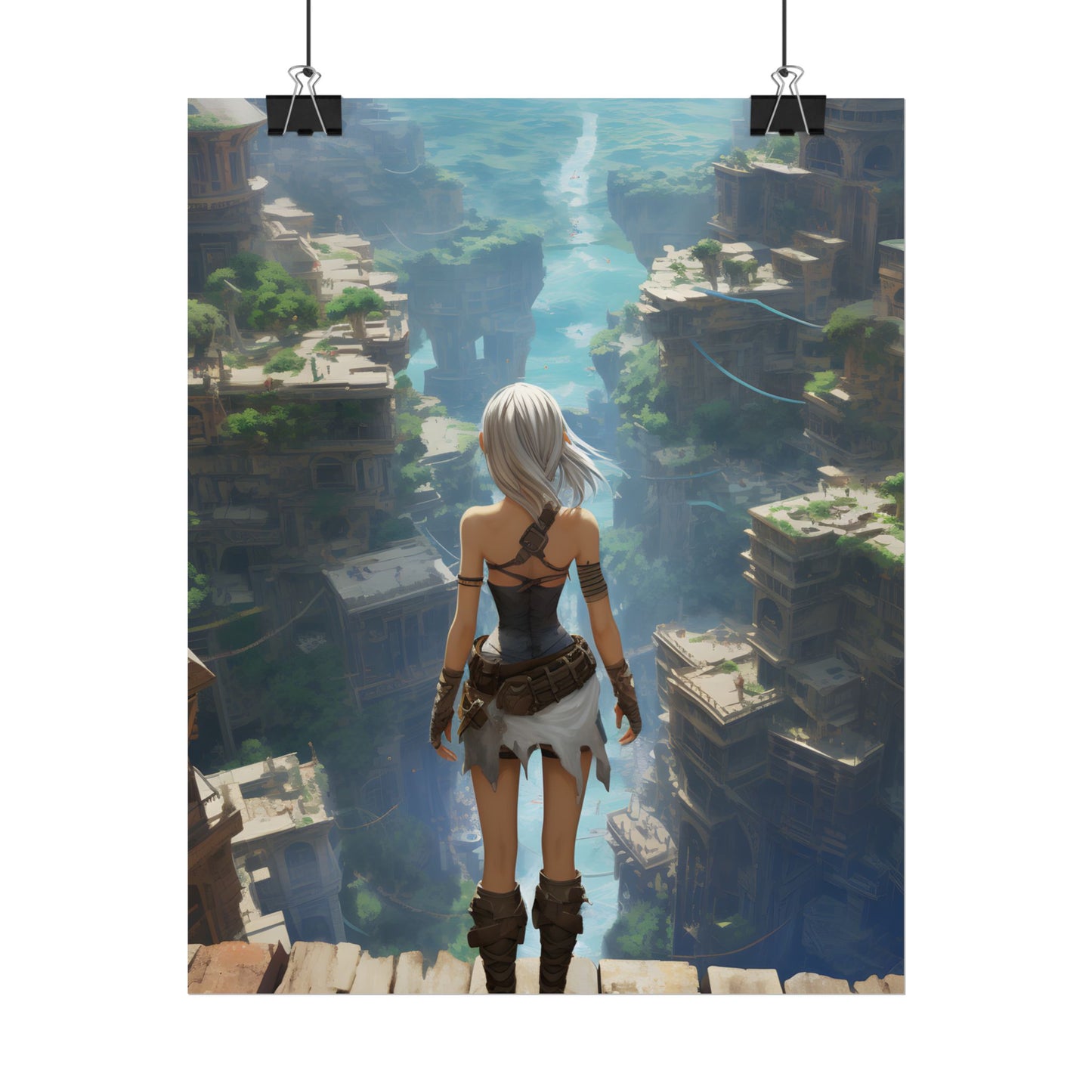 Dramatic Anime Female: Dynamic Birds Eye View Artwork - Poster