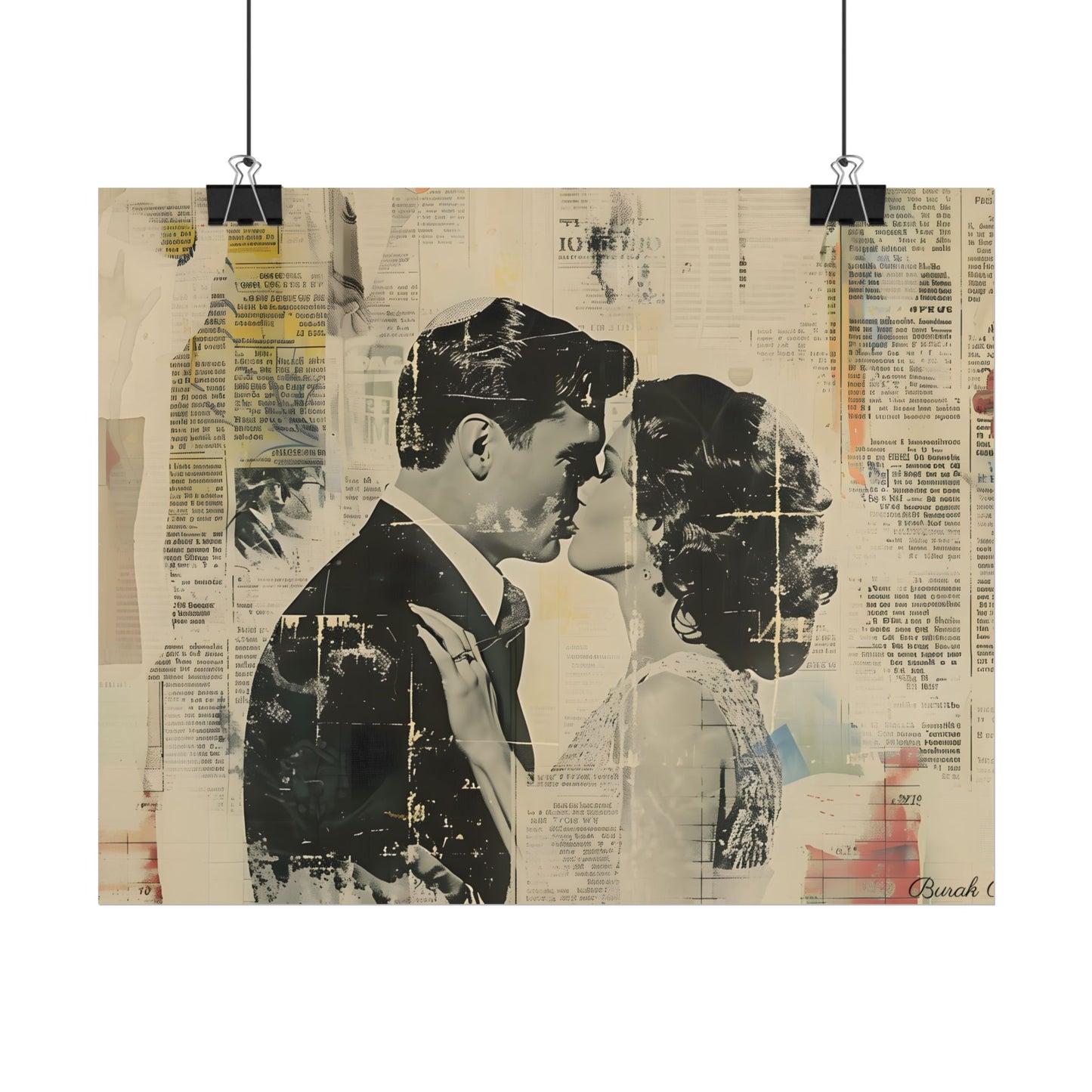 Vintage Romance: Celebratory Couple Art Poster - Poster