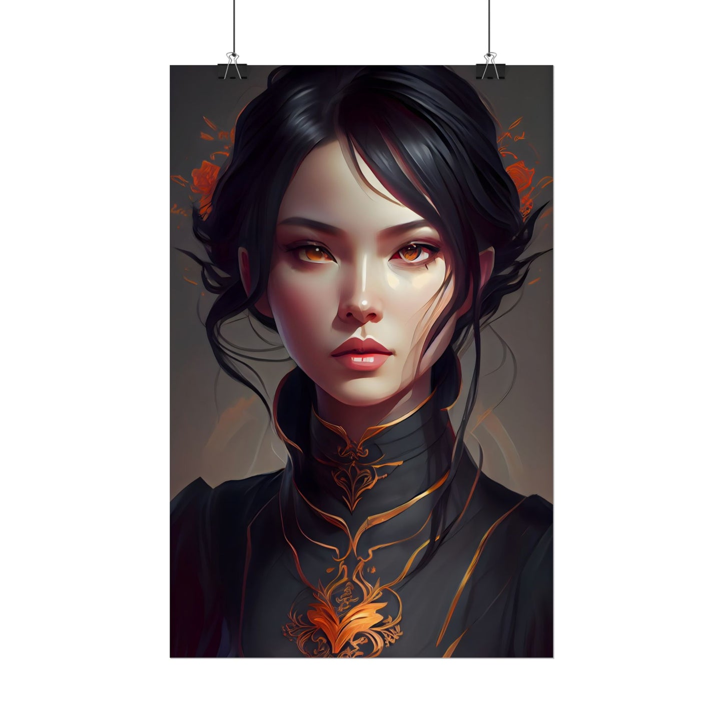 Realistic Female Portrait in Elegant Dress - Poster
