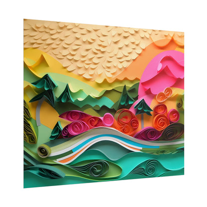 Magical Beach Landscape: Paper Quilling Art Piece - Poster