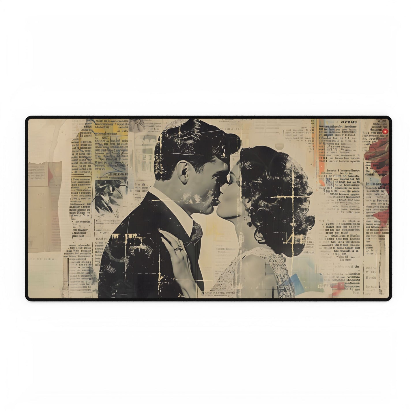 Vintage Romance: Celebratory Couple Art Poster - Desk Mat
