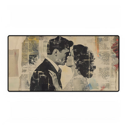 Vintage Romance: Celebratory Couple Art Poster - Desk Mat