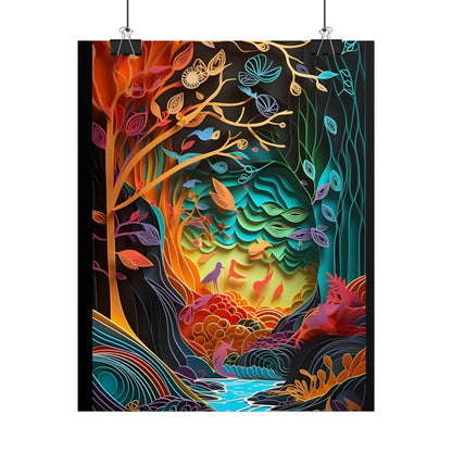 Peaceful Island Oasis: Paper Quilling Landscape Art - Poster