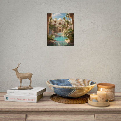 Serene Desert Oasis: Arabian Nights-Inspired Artwork - Poster