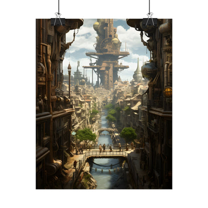 Steampunk Paris 1875: Vintage Cityscape Artwork - Poster