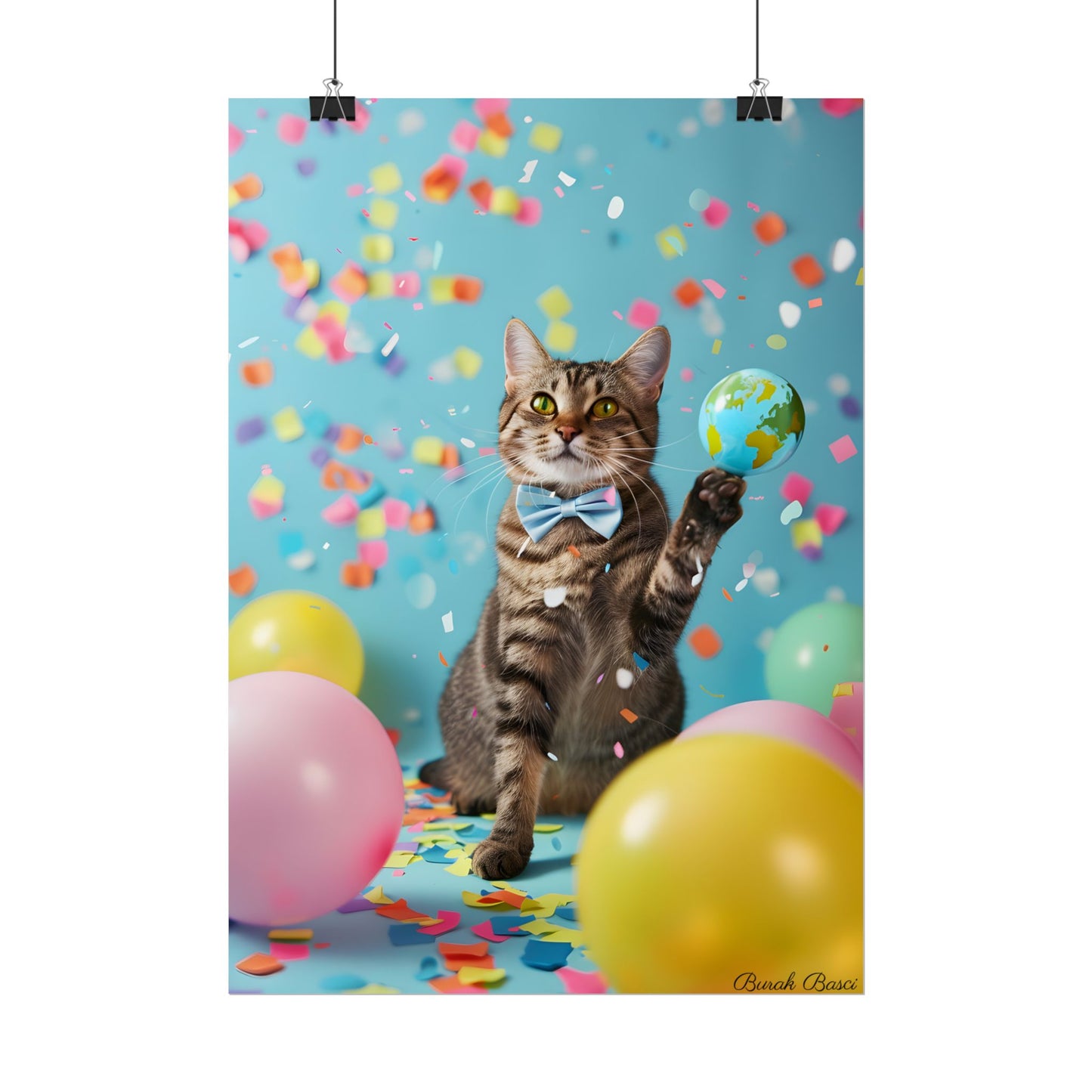 Whimsical Cat in Bow Tie: Close-Up Art Print - Poster