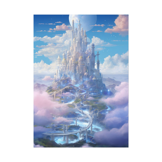 Floating City in Celestial Realm: Serene Fantasy Artwork - Poster