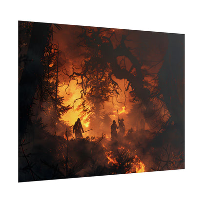 Misty Sunset Forest: Group Gathering - Poster