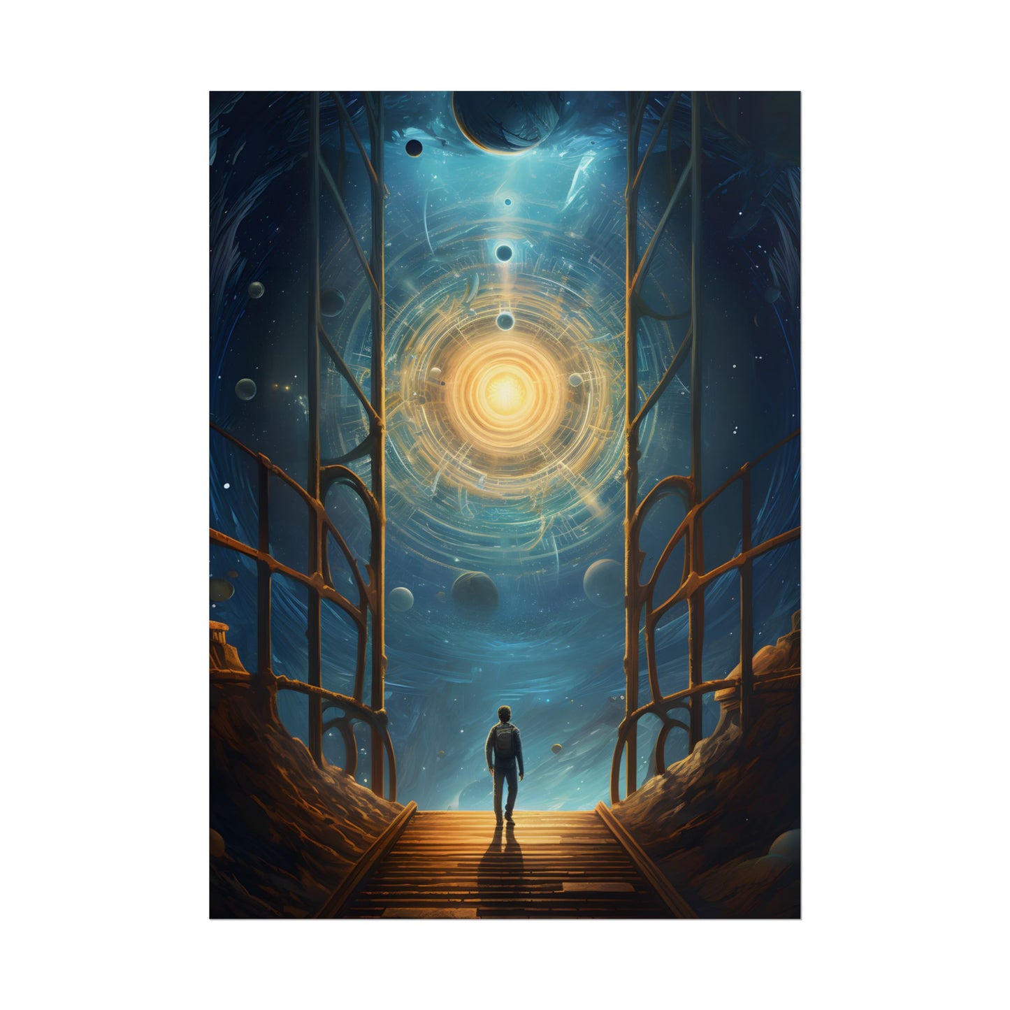 Space Explorer's Journey: Sleek Spacecraft in Stellar Odyssey - Poster