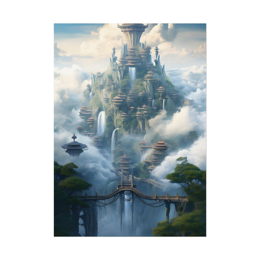 Surreal Floating City: Celestial Fantasy Realm Artwork - Poster