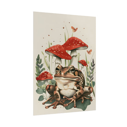 Retro Frog Smile: Colorful Mushroom Friends - Poster