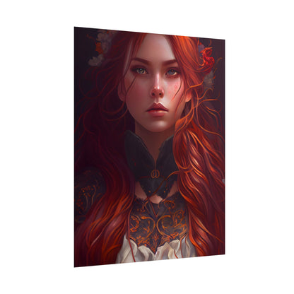 Redhead Female Portrait in a Dress - Poster