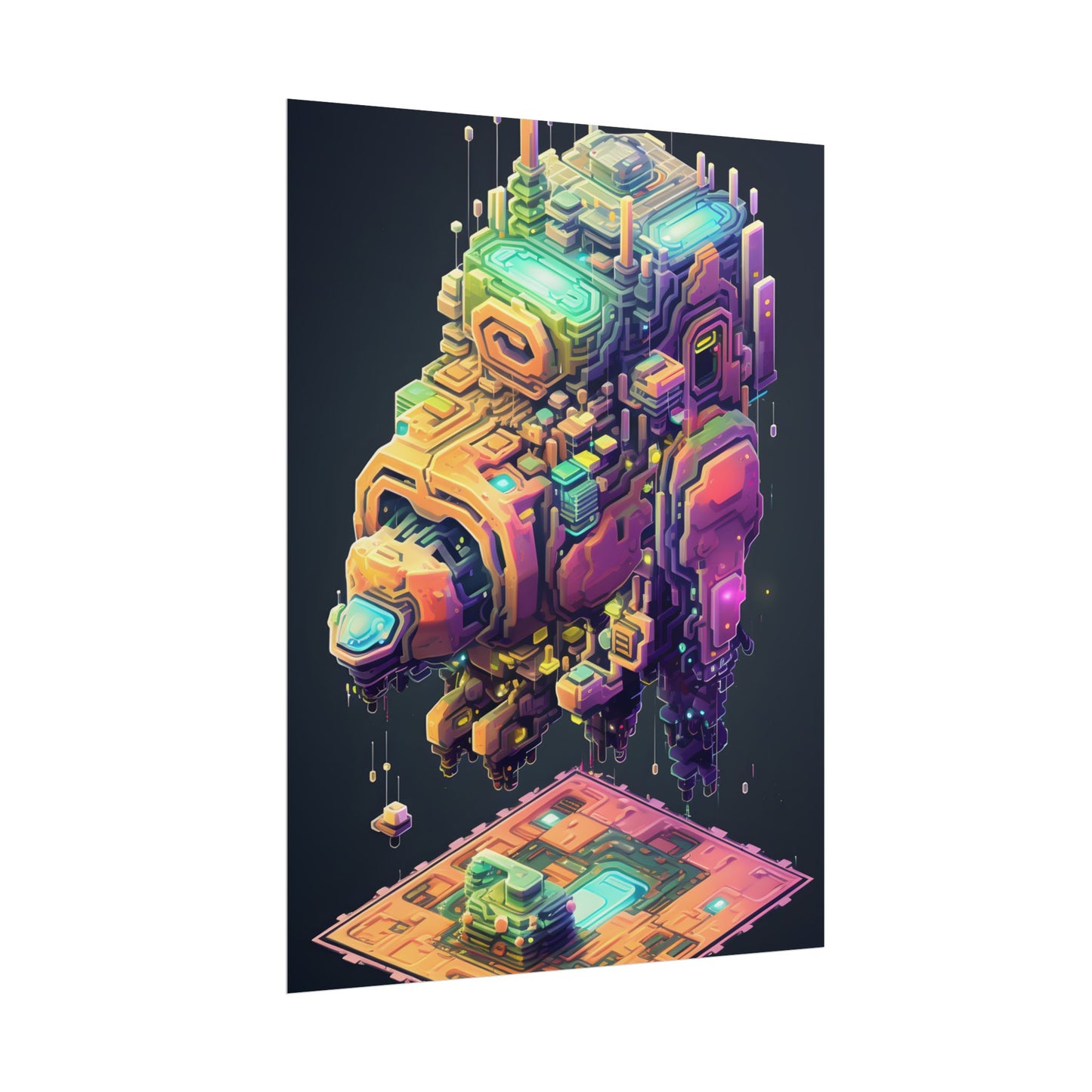 Pixel Punk Pets: Digital Artwork of Cyber-Pets in Pixelated World - Poster