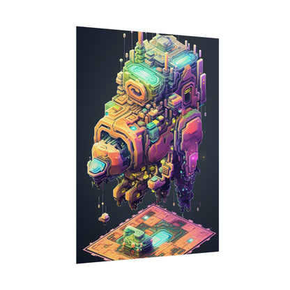 Pixel Punk Pets: Digital Artwork of Cyber-Pets in Pixelated World - Poster