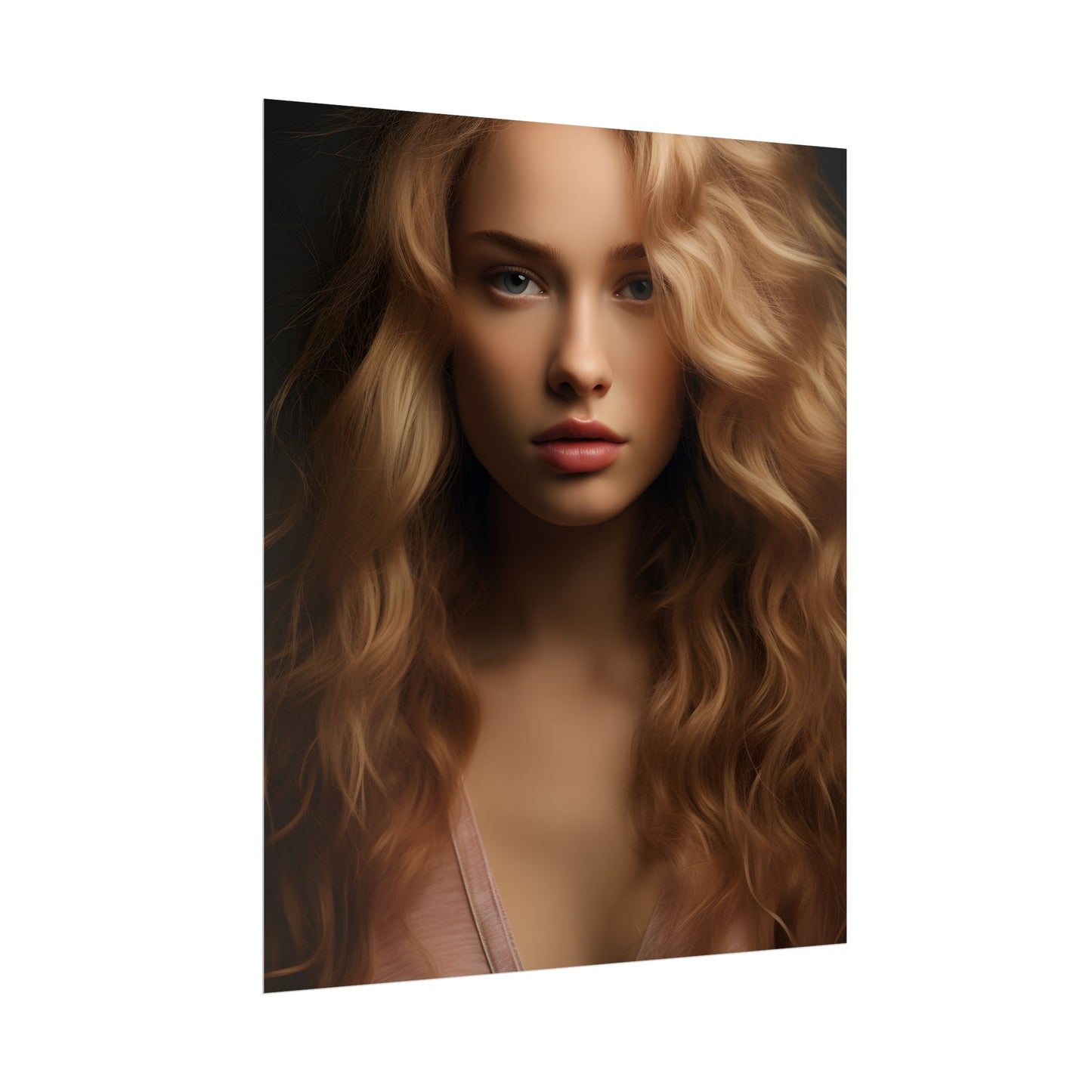 Modern Blonde Woman: Minimalist Style Portrait - Poster