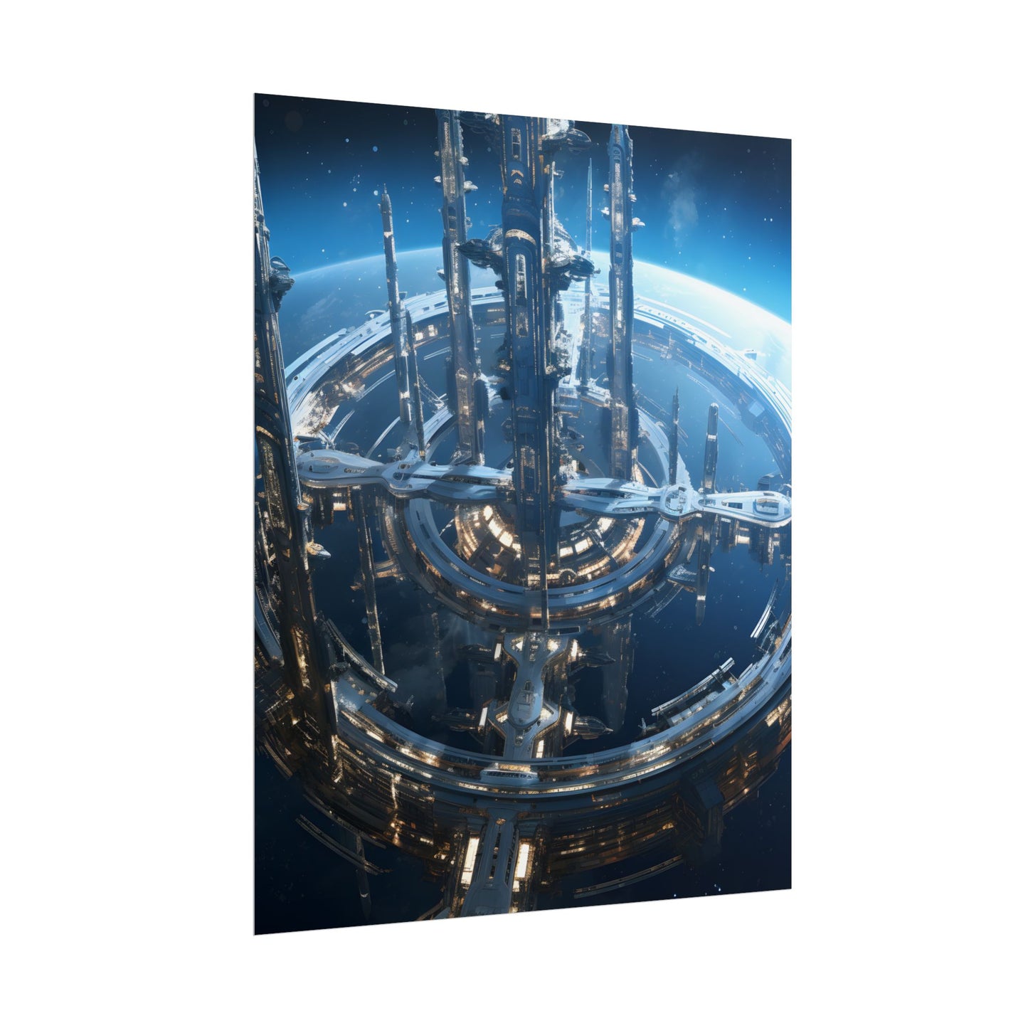 Futuristic Space Station: Aetherial Hub - Poster