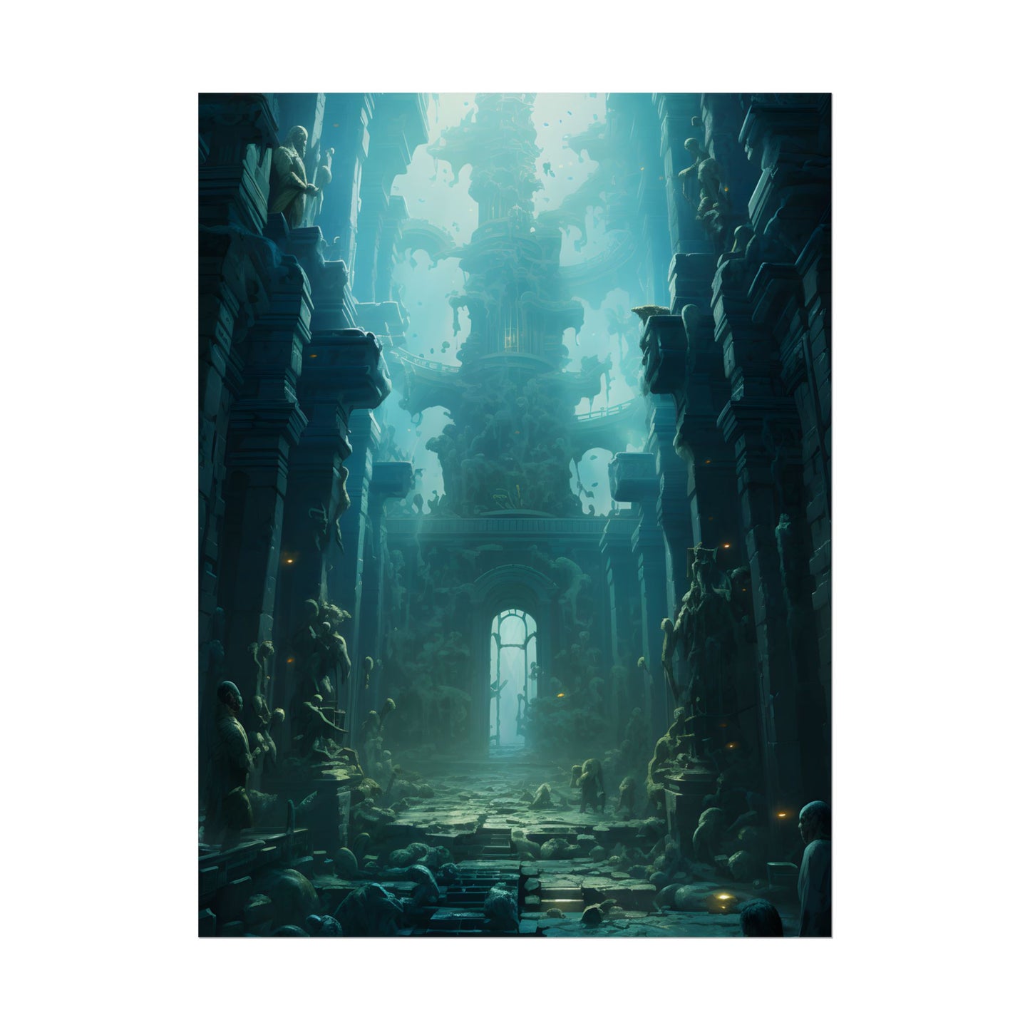 Lost Underwater Civilization: Ancient Ruins in Sunken Depths - Poster