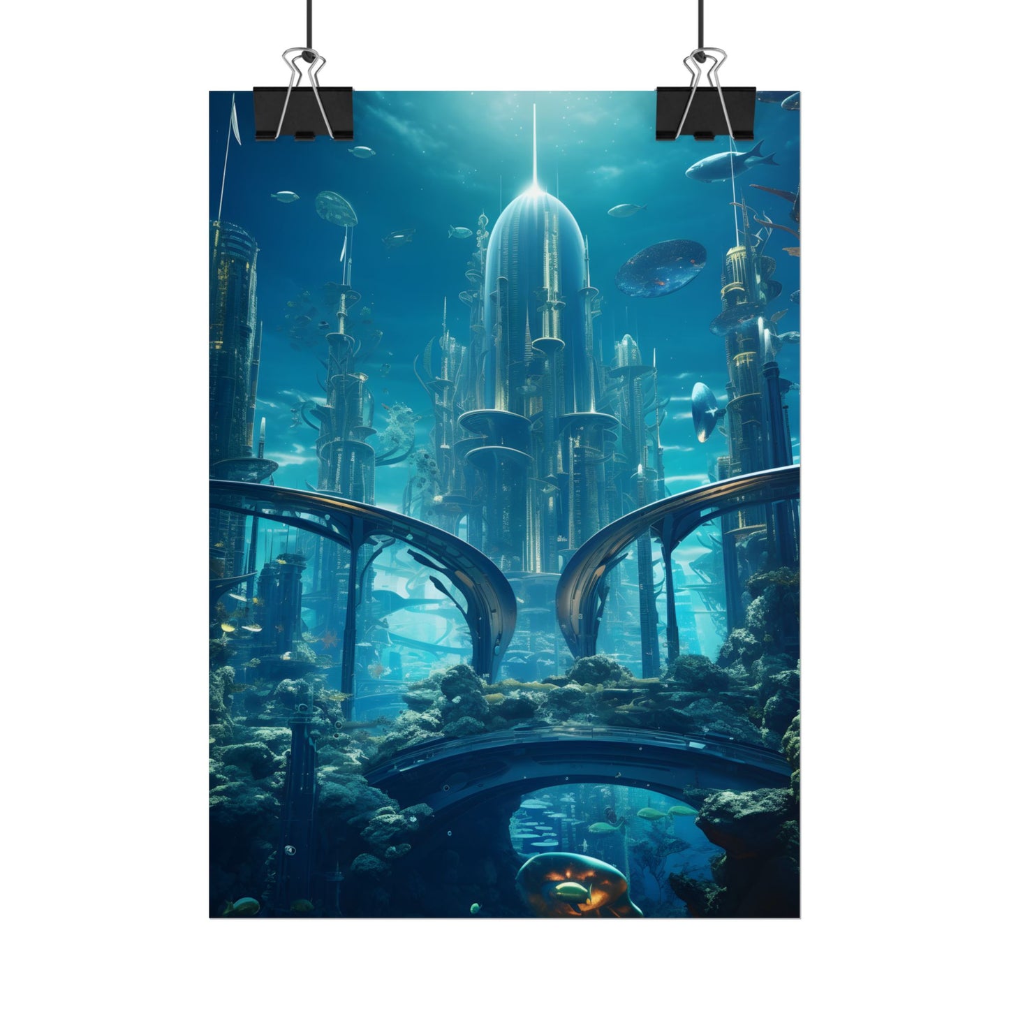 Underwater City of the Future: Sleek Modern Architecture - Poster