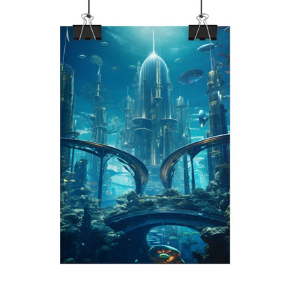 Underwater City of the Future: Sleek Modern Architecture - Poster