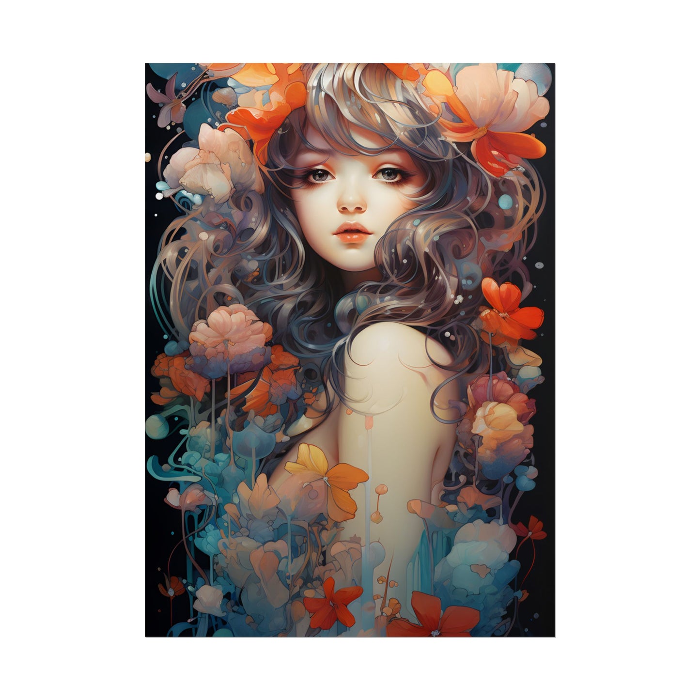 Peaceful River Garden: A Tranquil Landscape with Roses - Poster