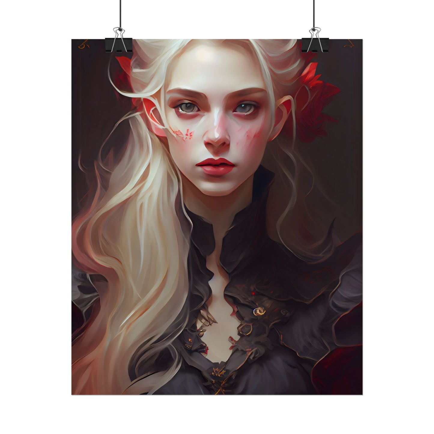 Beautiful Blonde Portrait: A Stunning Female in Black Top - Poster