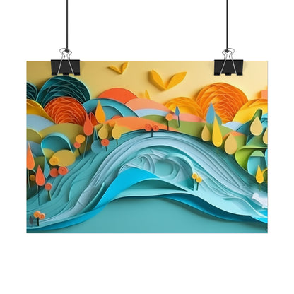Magical Peaceful Beach: Paper Quilled Serenity - Poster