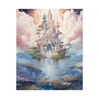 Surreal Floating City in Celestial Fantasy: A Dreamlike Digital Artwork - Poster