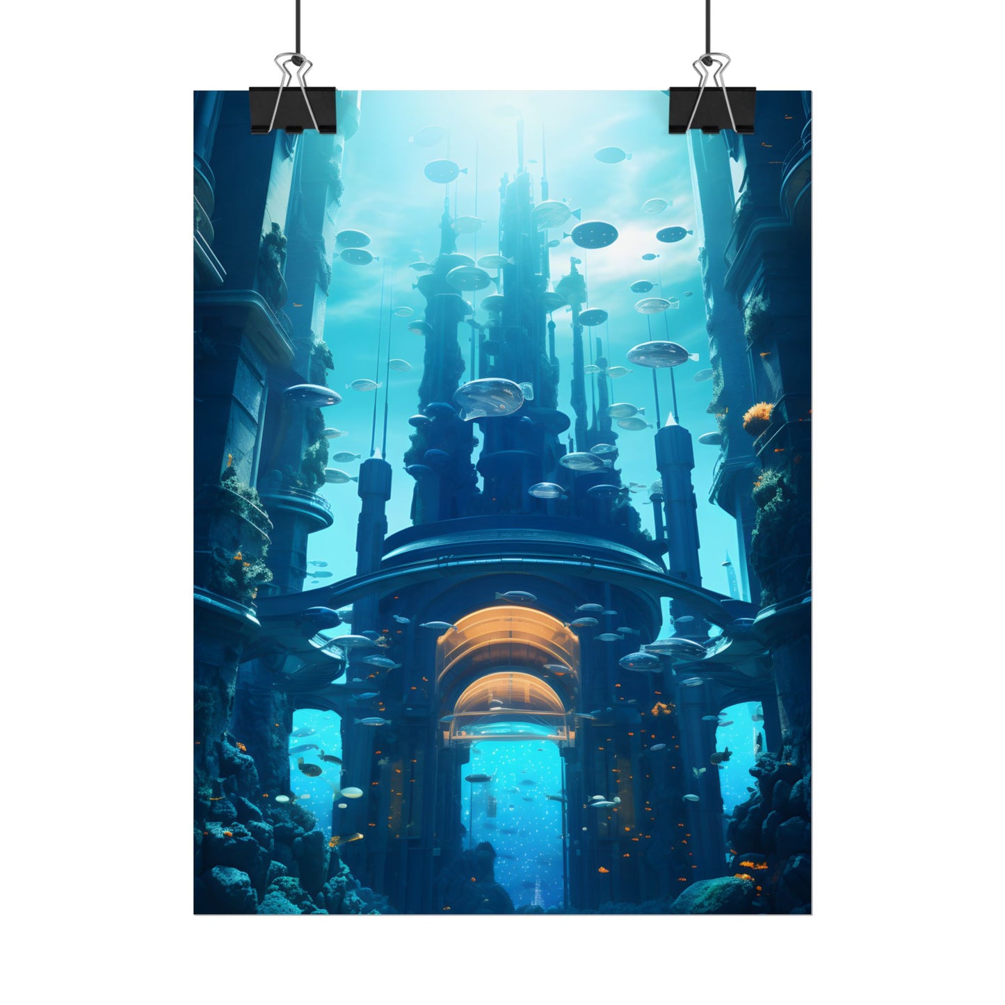 Futuristic Underwater Metropolis: Glass Cityscape - Poster
