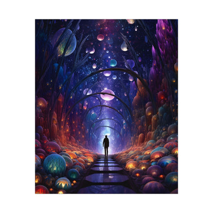 Celestial Art Gallery: Indoor Space with Starry Canvas - Poster
