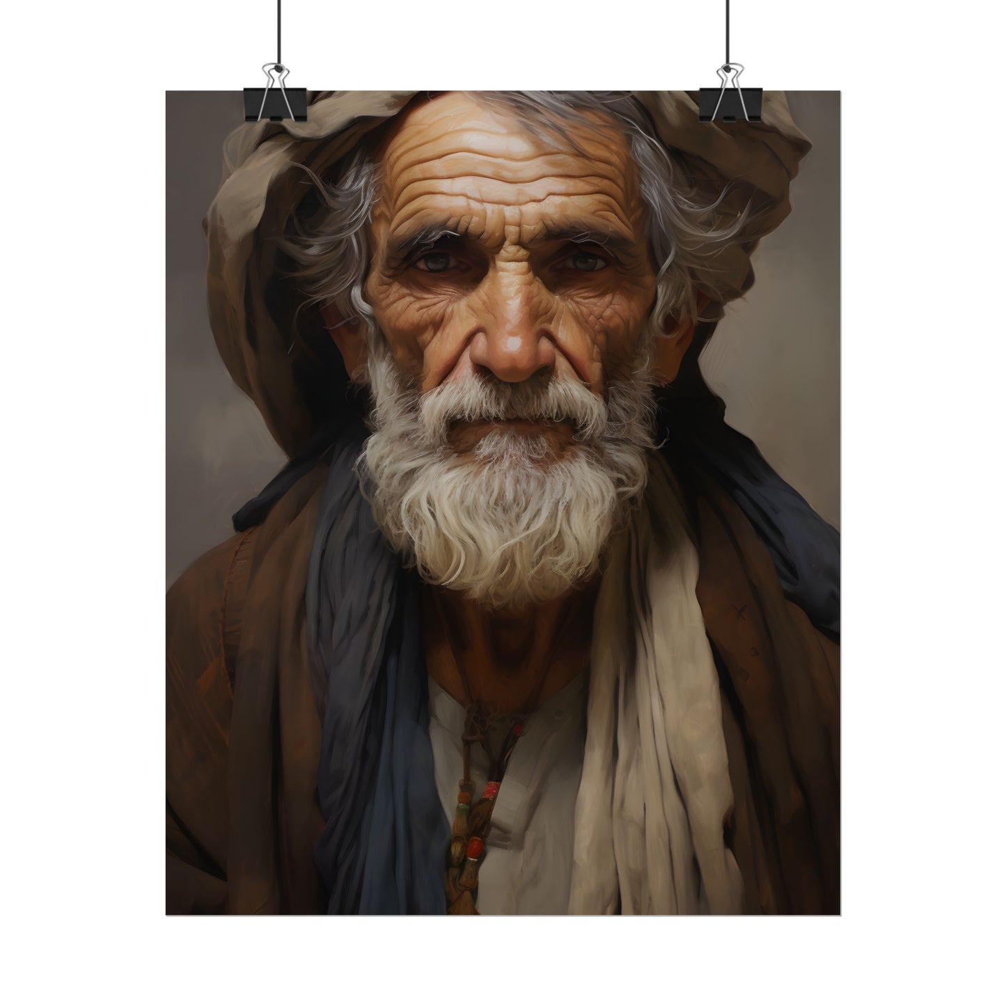 Elderly Wisdom: Serene Portrait Artwork - Poster