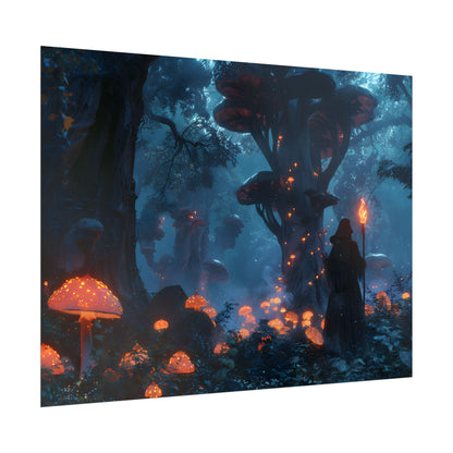 Mystical Forest Encounter: Vibrant Witch Artwork - Poster