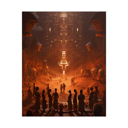 Vibrant Futuristic Tribal Gathering: Digital Art - Poster