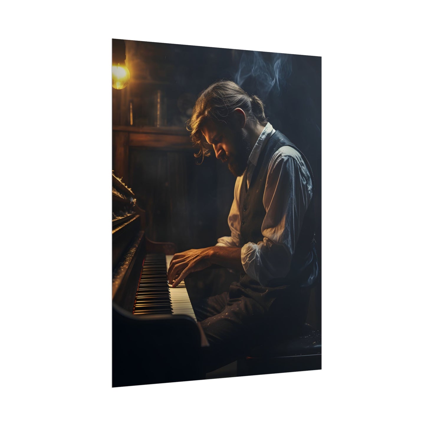 Mysterious Piano Maestro: Musical Artwork - Poster