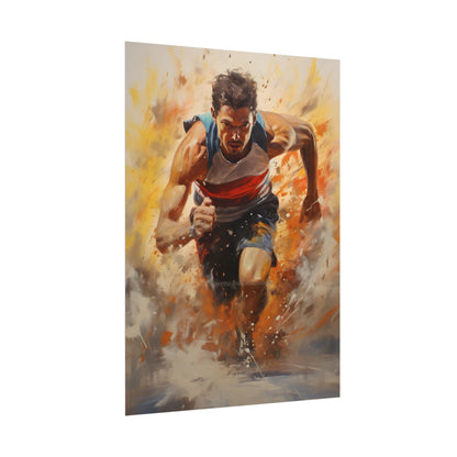 Passionate Athlete in Motion: Determined Sports Art - Poster