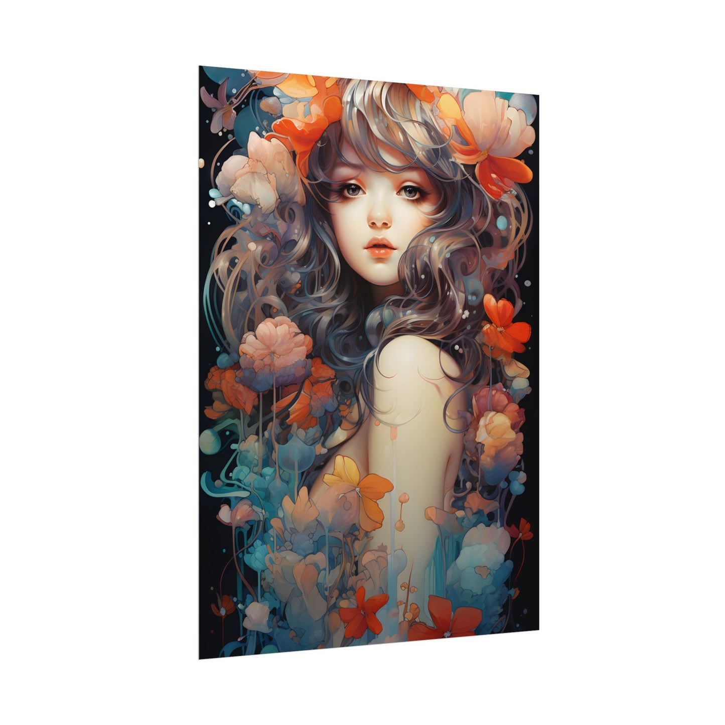 Peaceful River Garden: A Tranquil Landscape with Roses - Poster