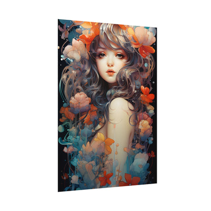 Peaceful River Garden: A Tranquil Landscape with Roses - Poster