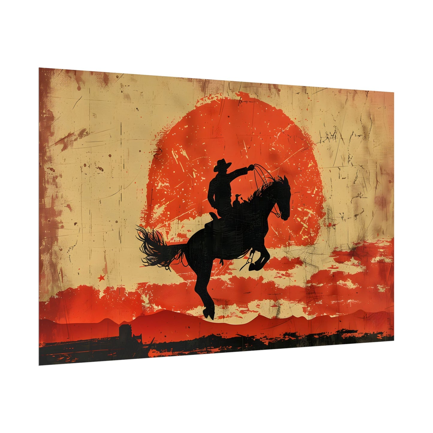 Vintage Rodeo Cowboy: Classic Bucking Bronco Art - Poster