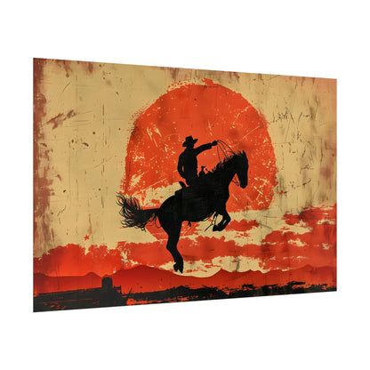 Vintage Rodeo Cowboy: Classic Bucking Bronco Art - Poster